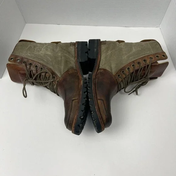 Timberland Boot Company Tackhead Men 8W Leather Canvas Lace Up Boots Vibram Sole